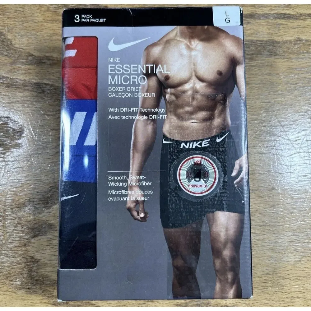 Nike Essential Micro Boxer Brief Men’s Size L Large Waist 36-38” Dri-Fit 3 Pack
